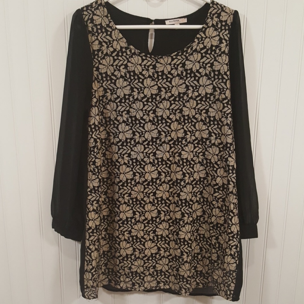 Gorgeous Blu-Pepper Vintage blk/tan top sz S